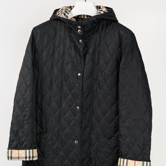 Burberry Black Quilted Hooded Long Jacket - Picture 3 of 13